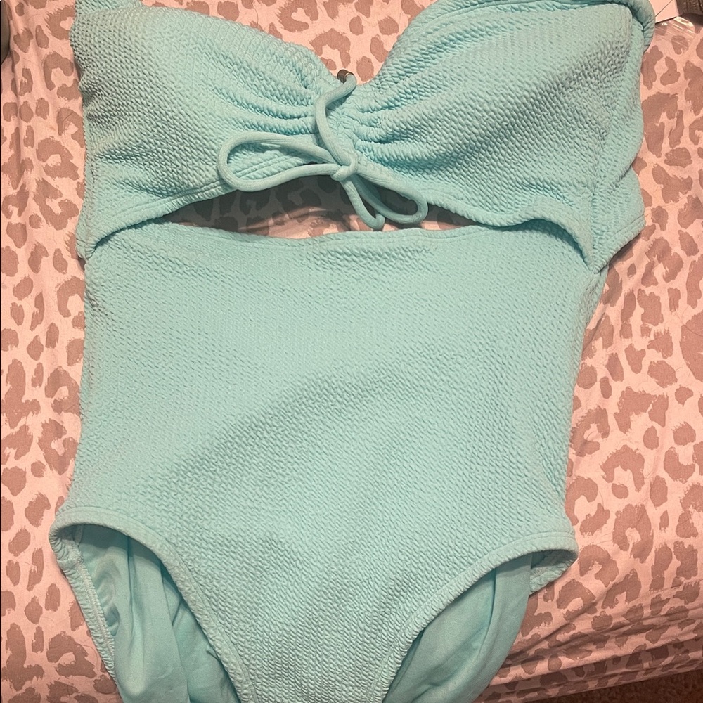 Time and Tru Light Blue Women Swim One Piece